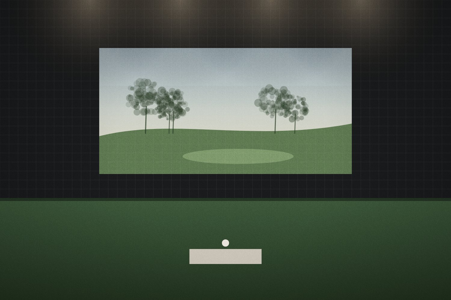 Illustrative indoor golf room; not an actual facility